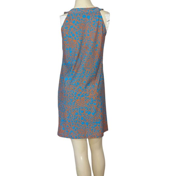 Aryeh sleeveless Turquoise and Orange Floral Abstract Summer Dress size Small - Picture 2 of 11